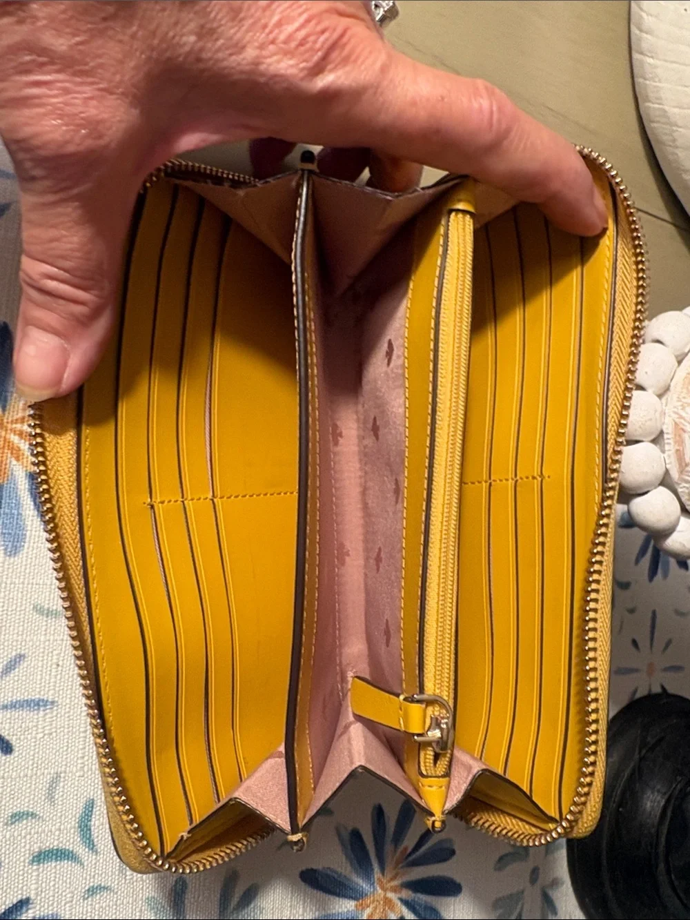 kate spade Yellow Pebbled Zip Wallet No Call Outs